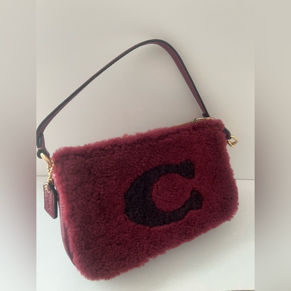 Coach CE691 Nolita 19 In Shearling With Coach Motif In Gold/Black Cherry - Picture 7 of 9